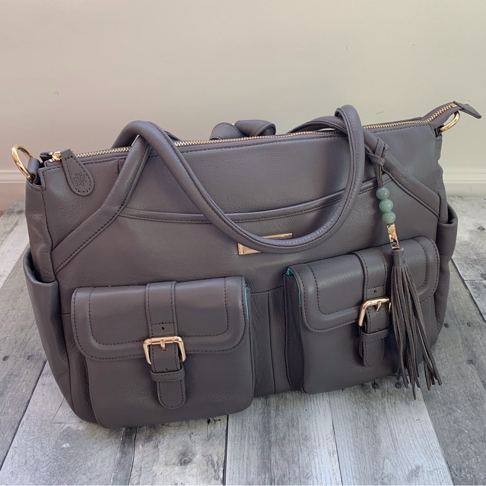 Lily Jade Elizabeth in Grey Leather & Gold Hardware